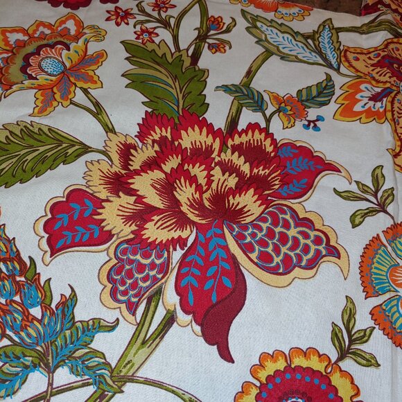 1pr Pier 1 Imports Cotton Floral Jacobean Tab Top Curtain Panels 42x80" (2) - Picture 9 of 10